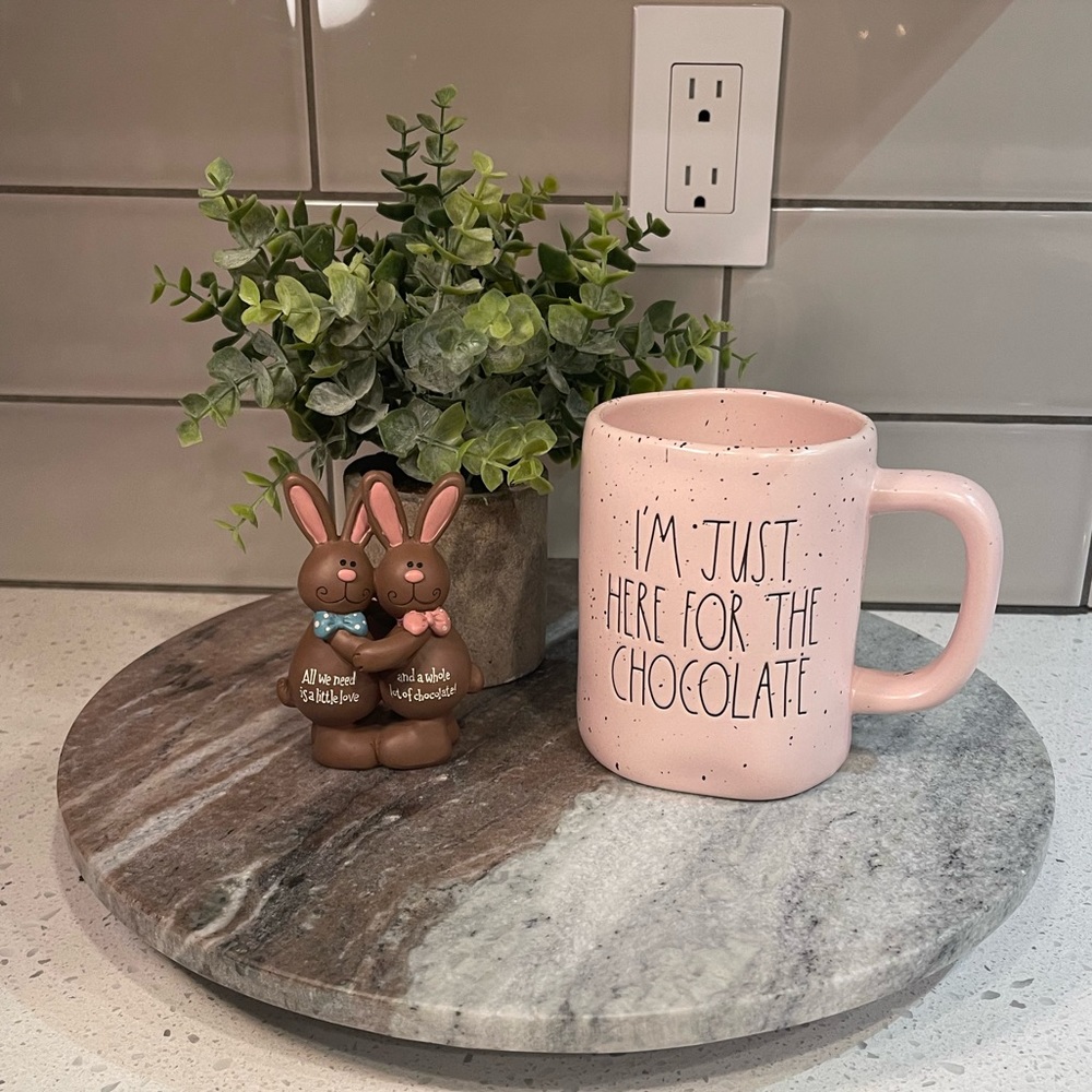 NWT - RAE DUNN “I’M JUST HERE FOR THE CHOCOLATE?” Speckled Easter Mug